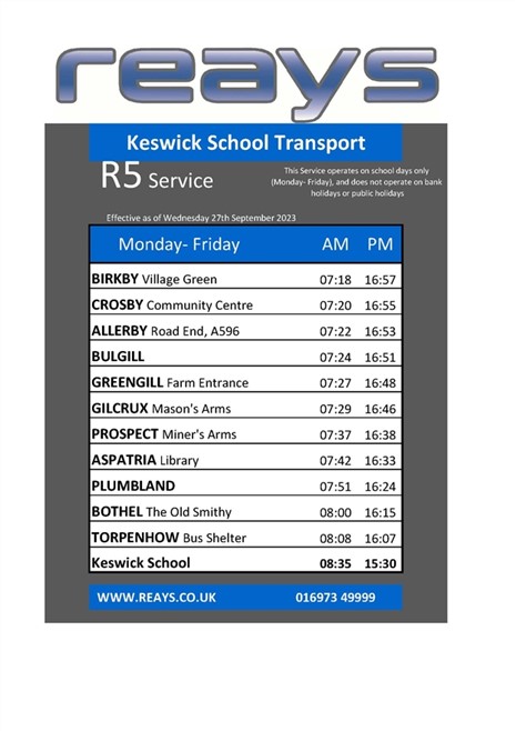 R5 Timetable