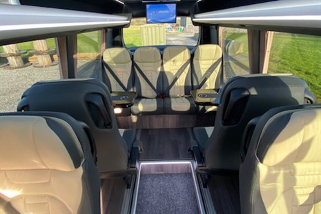 Rear seats inside a 2020 Mercedes Sprinter 